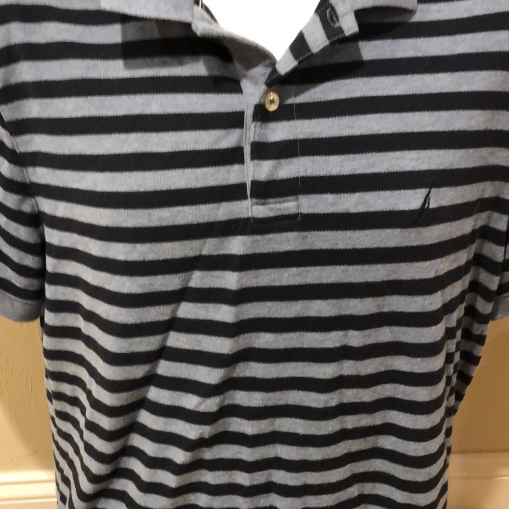 Men’s Blue Striped Nautica Performance Deck Shirt